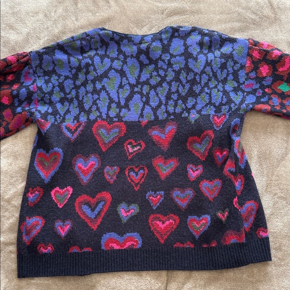 FARM Rio Multicolor Heart Pattern Cardigan - Picture 2 of 3
